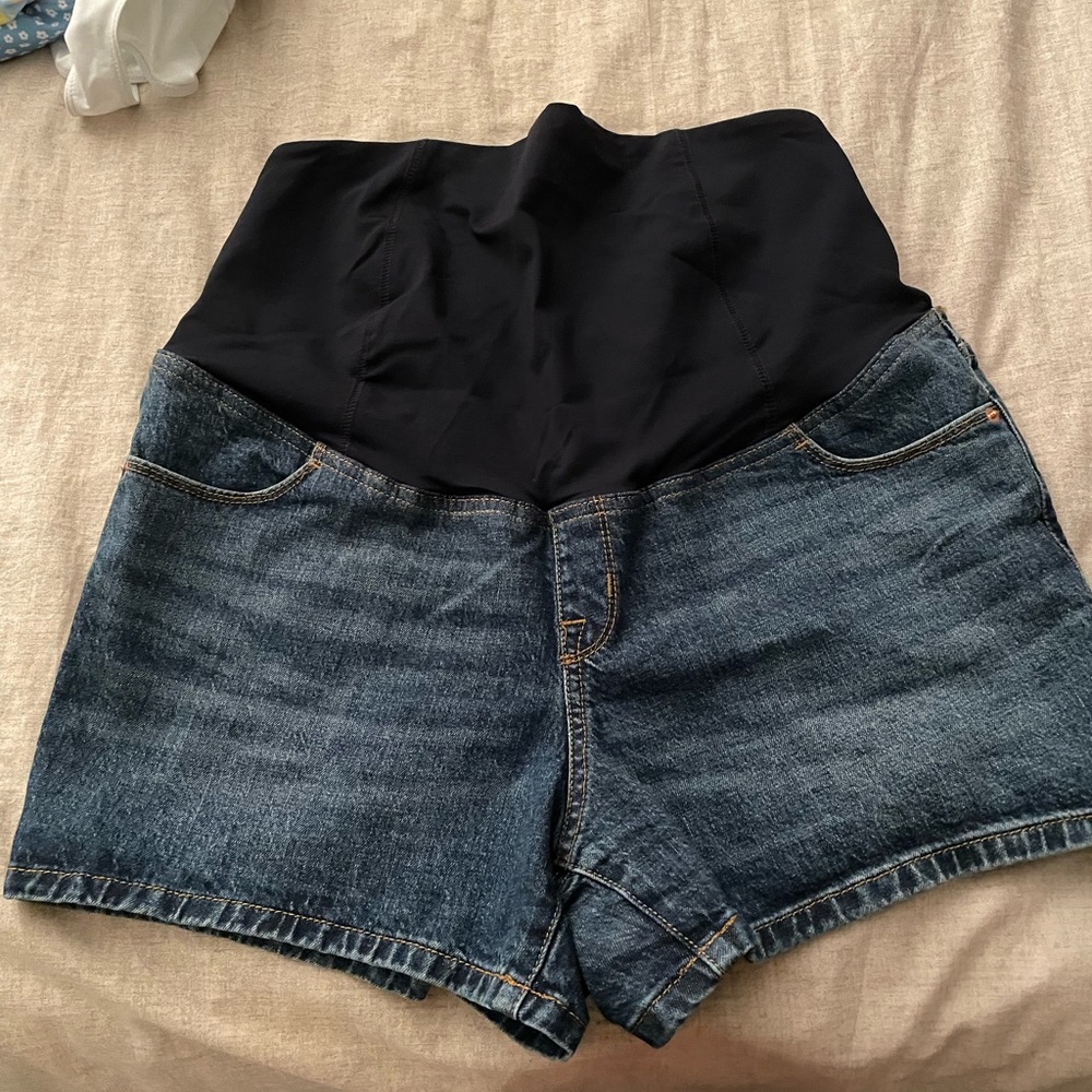 Maternity denim shorts